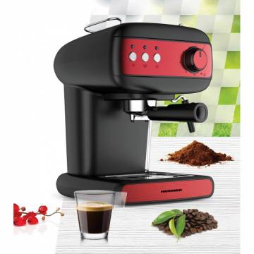 Espressor Heinner HEM-1100BKRD, 15 bar, 1.2 L, 850 W, Rosu/Negru