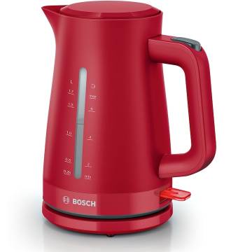 Fierbator de apa Bosch TWK3M124, 1.7l, filtru de calcar,oprire automata, protecţie împotriva supraincalzirii şi funcționarii fara apa, oprire în momentul ridicarii canii de pe suport, Rosu