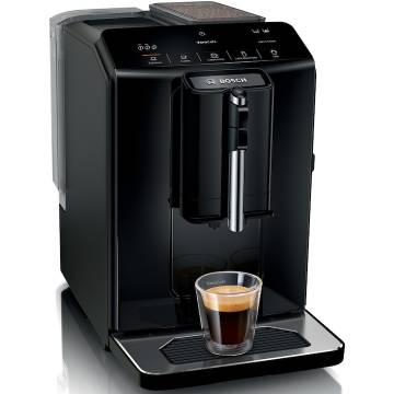 Espressor automat Bosch VeroCafe TIE20129, 15 bari, 1,4 l, rasnita ceramica, dispozitiv spumare lapte MilkMagic Pro, sistem SensoFlow, negru