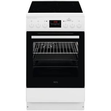 Aragaz AEG CCB56481BW, Vitroceramica, 4 zone de gatit, Cuptor electric multufuntional, SteamBake, AirFry, Grill, Clasa A, 60 cm, Alb