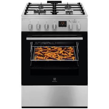 Aragaz Electrolux LKK660220X, Mixt, 4 arzatoare , Siguranta plita, Aprindere integrata, Cuptor electric, Plus Steam, AirFry, Timer, Grill electric, Clasa A, 60 cm, Inox