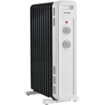 Calorifer electric cu ulei Heinner HOH-M11WH-BK, 11 elementi, 2500 W, 3 setari de temperatura, Termostat ajustabil, Protectie supraincalzire, Alb/Negru