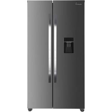 Side by side Fram FSBS-HM440NFXWDE++, 439 l, No Frost, Clasa E, Compresor Inverter, Display, Dozator de apa, Functie smart, H 176.5 cm, Argintiu