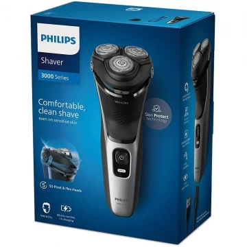 Aparat de ras electric, PHILIPS, seria 3000 S3143/00, Argintiu/Negru