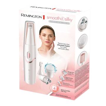 Set de ingrijire faciala Remington Smooth & Silky EP7070, Epilator, Cap masaj, Perie faciala, Trimmer, Alb