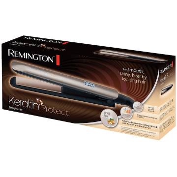 Placa de par Remington S8540 Keratin Protect, placi ceramice, 9 trepte de temperatura, 150°C - 230°C, Display LCD, Bronz/Negru