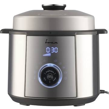 Multicooker cu gatire la presiune FRAM FPCK-R57IX, 1100W, 3.7L, presiune max 0.8bar, 10 programe, Argintiu