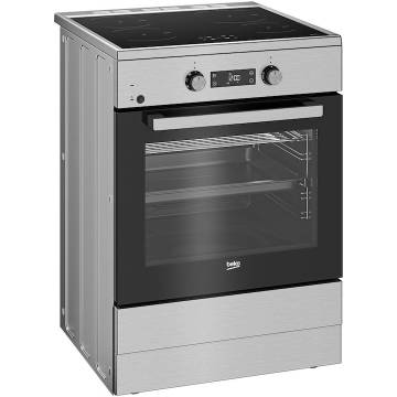 Aragaz Beko FSM69301SXT, Electric, 4 zone de gatit, Booster, SteamShine Cleaning, Gatire asistata de abur, Rafturi telescopice, Timer, Clasa A, 60 cm, Inox